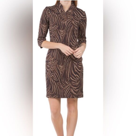 J. McLaughlin Terrin Ruffle Zambria Woman, size M , brown/black/cream - Picture 1 of 6